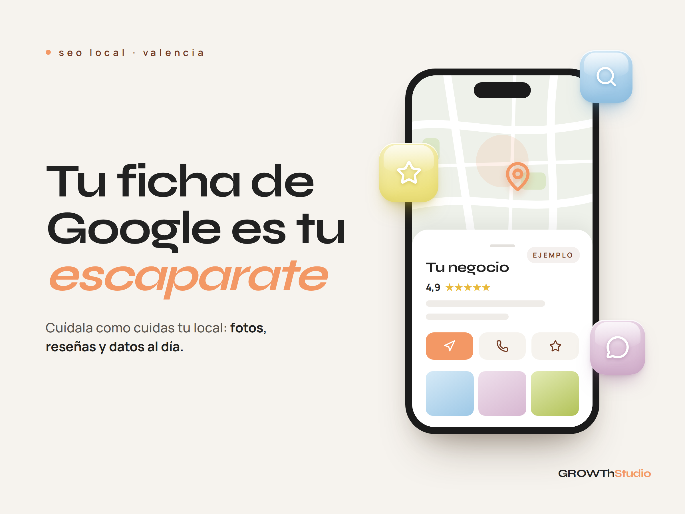 Ficha de Google de un negocio local en el móvil, ejemplo de cómo optimizar ficha de Google Business Profile