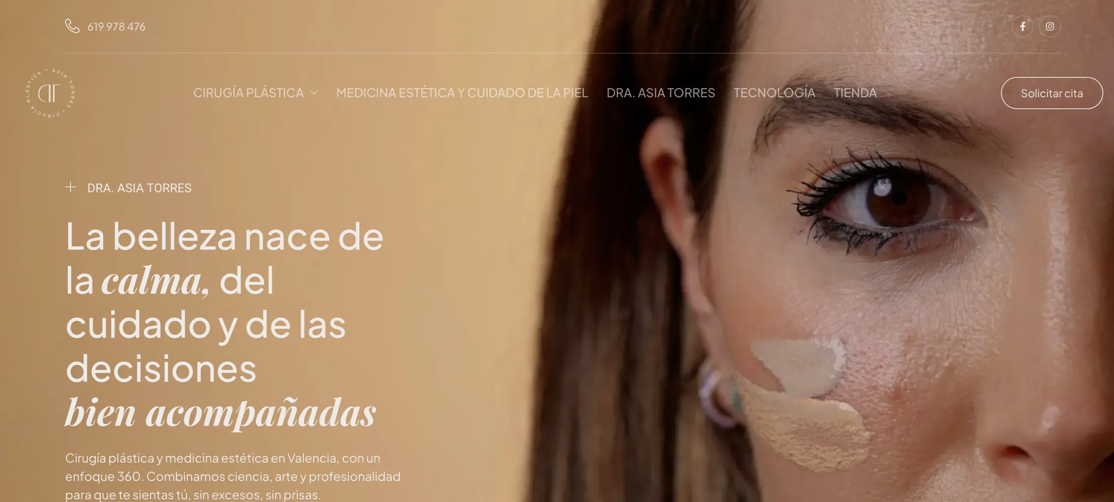 Portada de la web nueva de una cirujana plástica